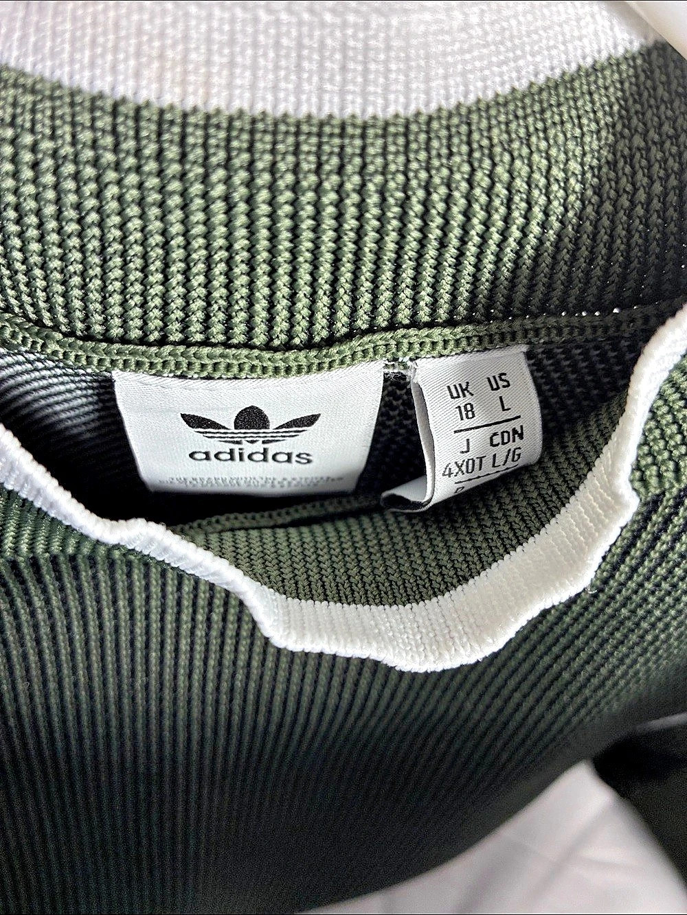 adidas Originals Olive Green Ribbed Knit Mock Neck Bodycon Dress size Large - Picture 5 of 9